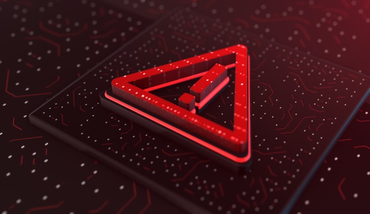 Abstract red warning icon of detected malware program