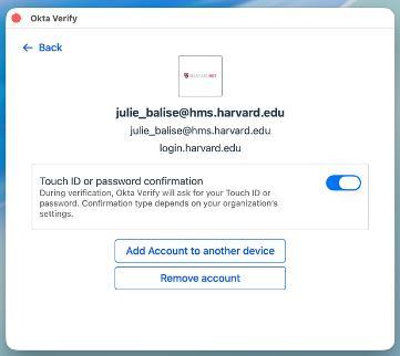 Touch ID or password confirmation toggled on