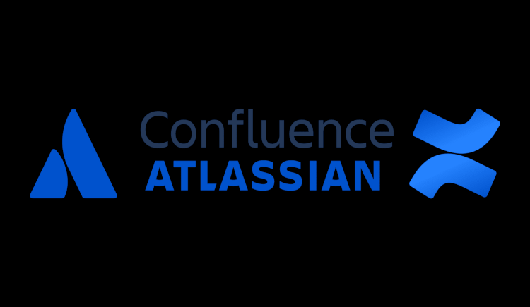 blue Atlassian logos on a black background