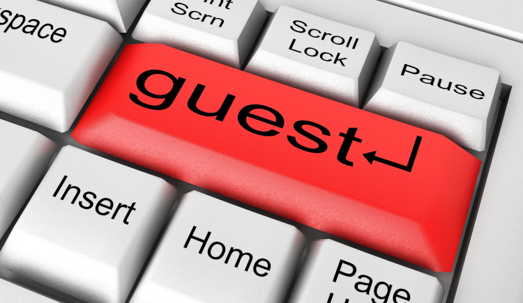 keyboard with "guest" key in red