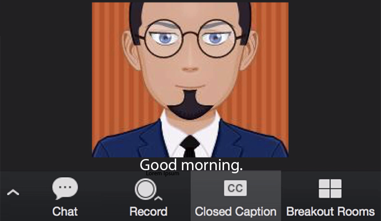 Illustration of Zoom window and close caption button